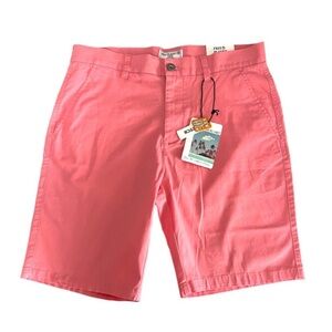 NEW Free Planet Classic Shorts Flat Front Cotton Stretch Hamptons Pink Waist 32